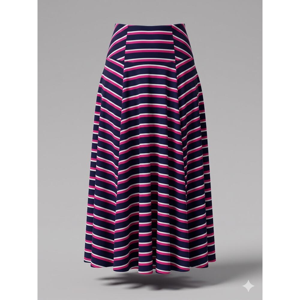 Chico's Women's M Nautical‎ Coastal Resortwear Striped Handkerchief Maxi Skirt